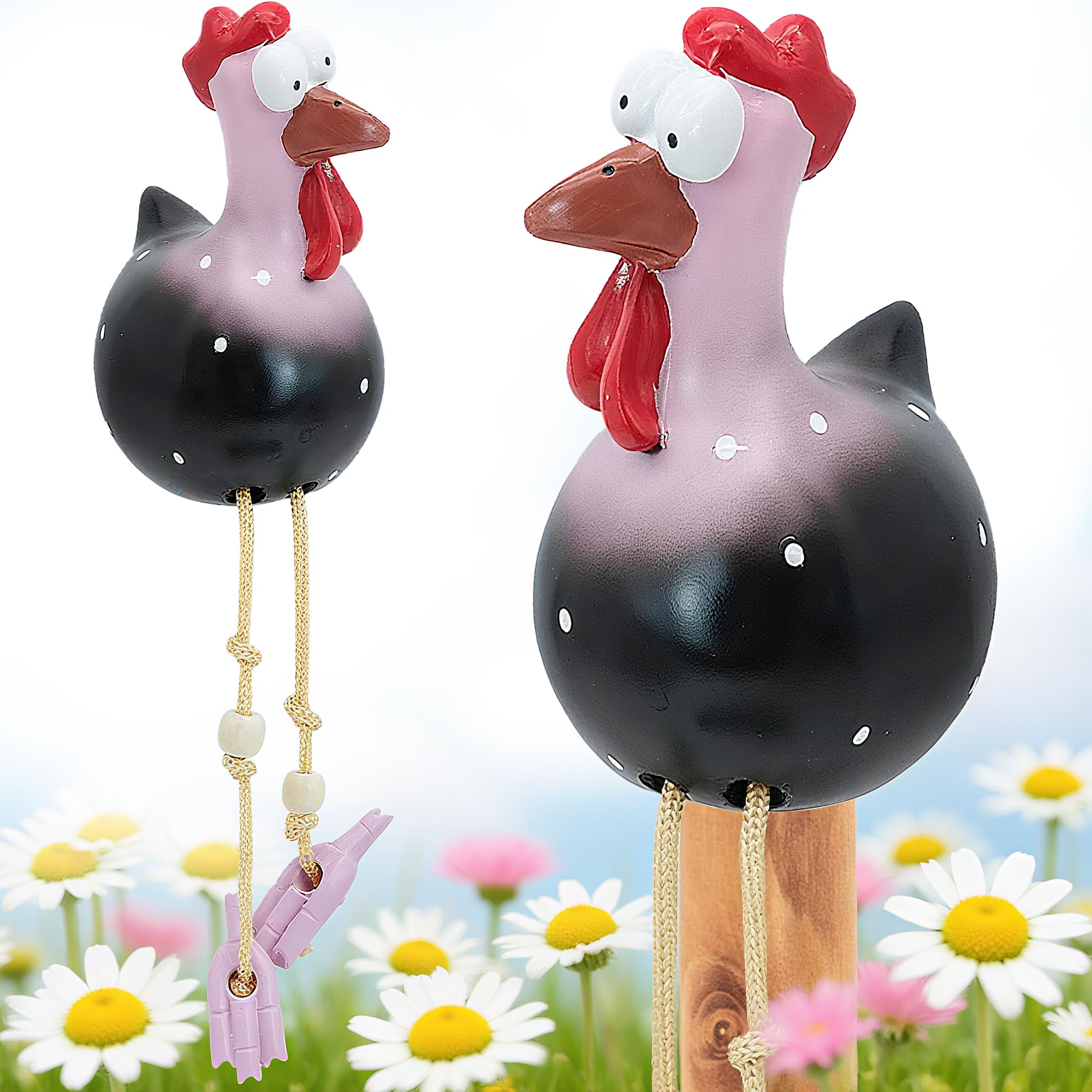 Esshogo Resin Chicken Garden Statue Decorative, Black, Farmhouse Style, Outdoor & Home Use, Handmade, Tabletop Mount for All Occasions