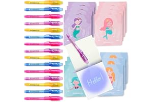 BONNYCO Invisible Ink Pen and Notebook Pack 16 Mermaid Party Favors for Kids, Magic Spy Pen Goodie Bags Stuffers for Kids, Mermaid Party Supplies, Goody Bag Stuffers | Return Gifts Birthday Prizes