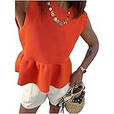 GORGLITTER Women's Ruffle Hem Sweater Vest Sleeveless Crew Neck Knit Pullover Tank Tops