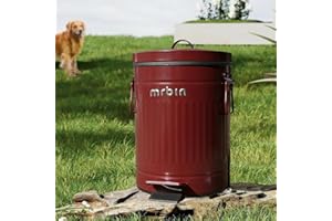 MRBIN Dog Poop Trash Can with Lid, 13L Round Pet Outdoor Waste Basket with Pedal, Step Touchless Garbage Can for Outside Pati