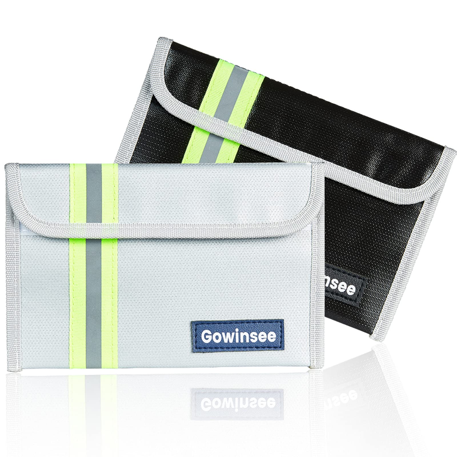 2PACK 8"x 5" Fireproof Money Bag - Silicone Coated, Fire & Water Resistant Safe Bag for Valuables - Money, Passport, Keys