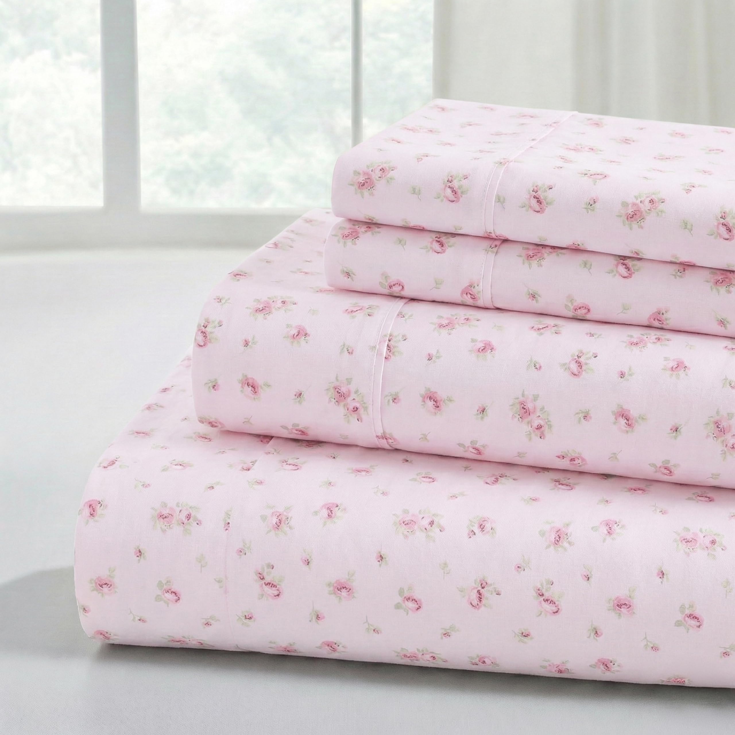 Modern Threads Silky Soft Microfiber and Wrinkle Free Sheets - Luxurious Microfiber Bed Sheets Includes Flat Sheet, Fitted Sheet with Deep Pockets, & Pillowcases Blush, Twin
