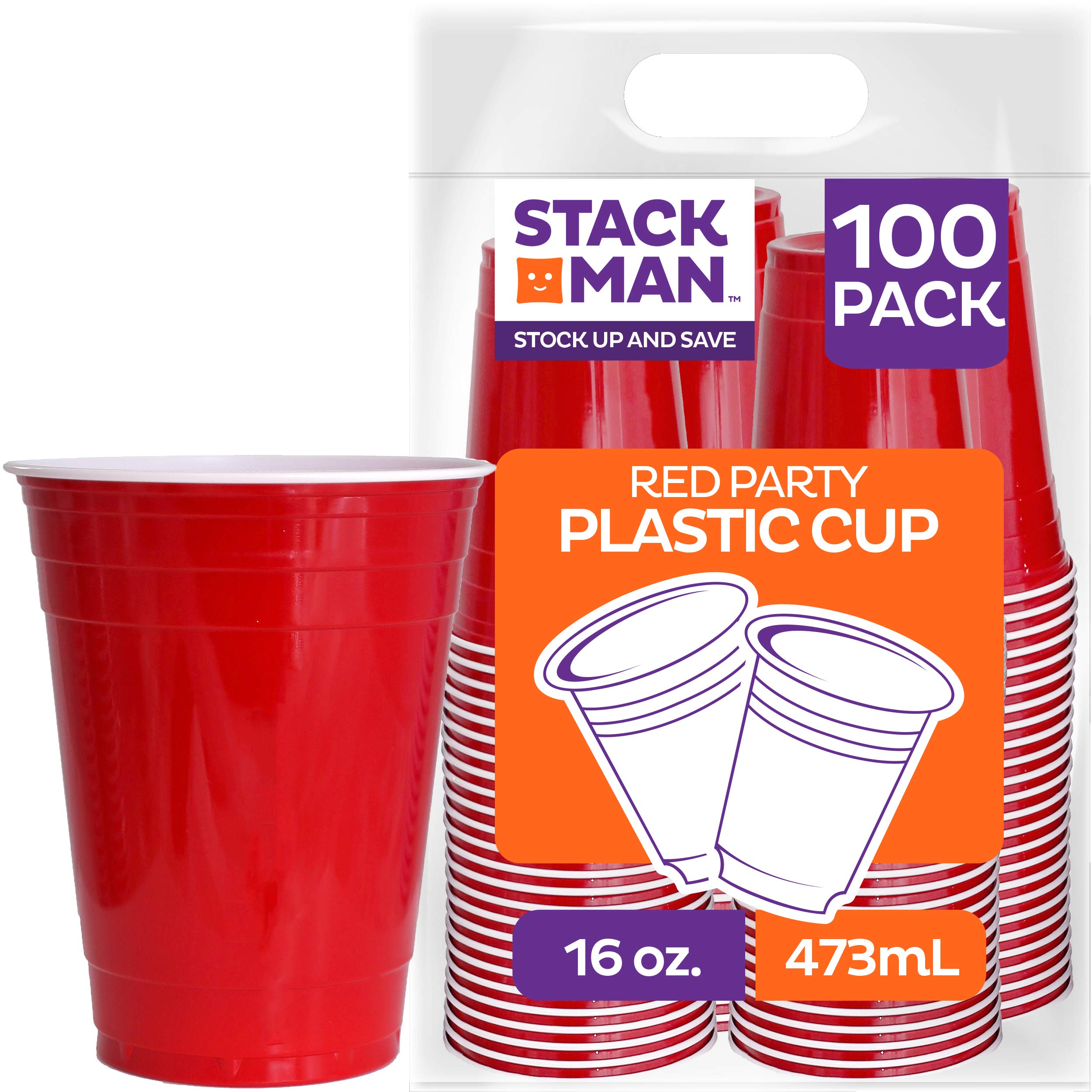 Buy Red Disposable Plastic Cups [16 oz 100 Pack] Fun & Durable Party