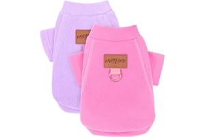 KALLFIR'S CUTIE 2 Pieces Dog Sweaters with Leash Ring Fleece Dog Winter Clothes for Small Dogs Girl Boy Turtleneck Pet Sweatshirt Puppy Pullover Sweaters Cat Apparel Clothing,XXS, Pink and Purple