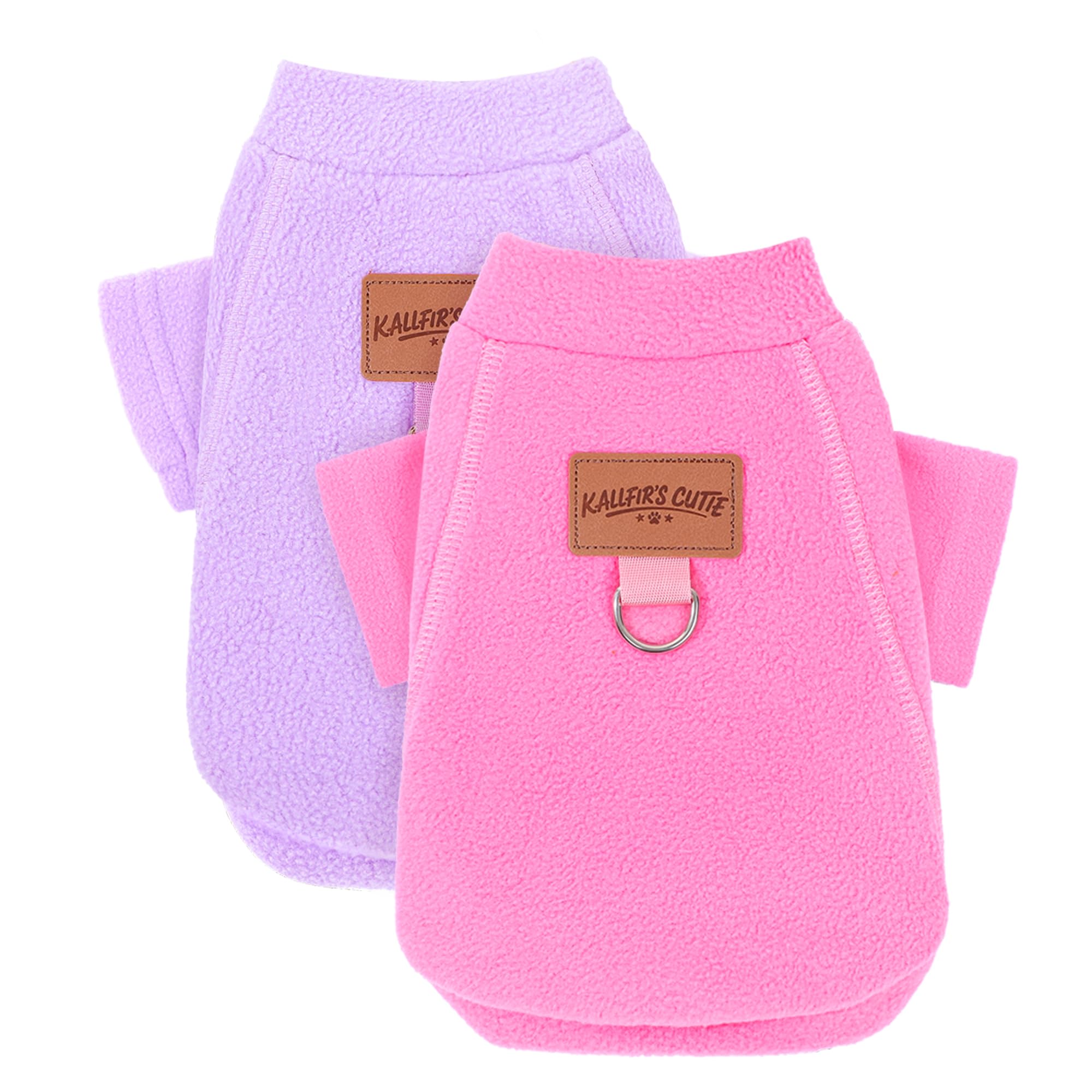 Photo 1 of 2 Pieces Dog Sweaters with Leash Ring Fall Fleece Dog Clothes for Small Dogs Girl Boy Winter Warm Pet Pullover Sweatshirt Puppy Sweater Outfit Clothing, XS, Pink and Purple