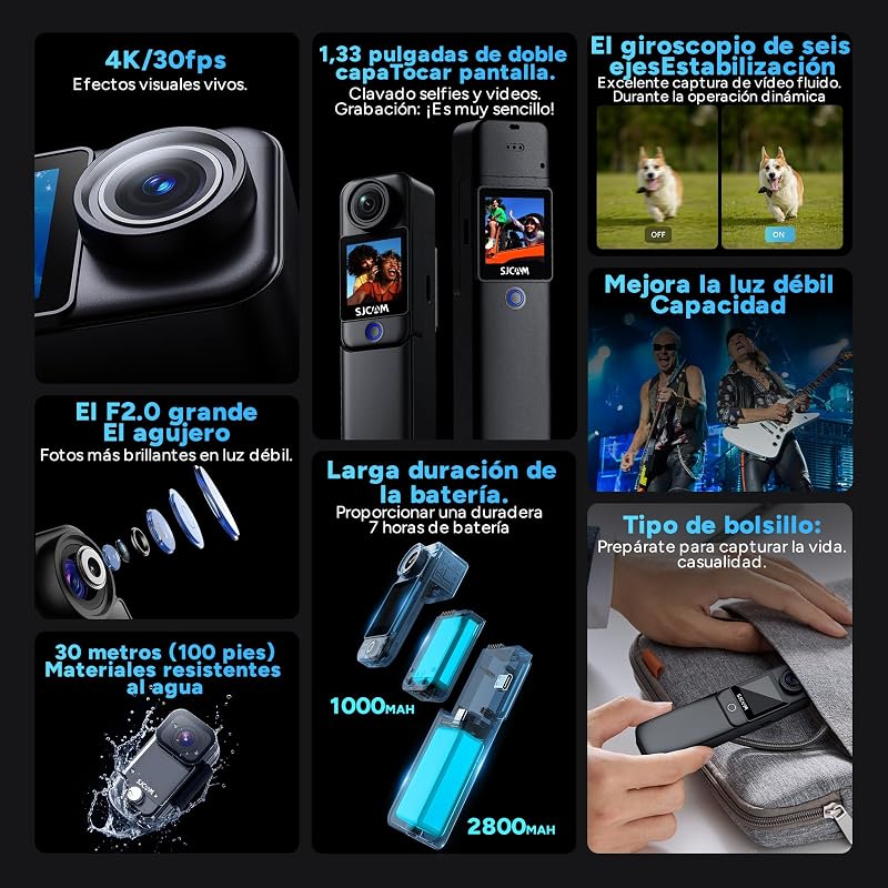 C300 Vlog Pack(64G),Camara Vlog con Batería de 7 Horas — foto 2 de 8