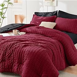 HYMOKEGE Red & Black Twin XL Comforter Set