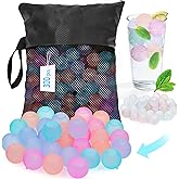 VOGVOG Reusable Ice Cubes for Coolers, Color-Changing, Round, 300 Pack | BPA-Free Plastic Ice Cubes, Fake Ice Look, Won't Dilute Flavor, Refreezable, Storage Bag, Whiskey Coffee Bars, Party Drinks