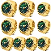 Landical 10 Pcs Finger Watches for Women Men | Adjustable Clock Rings Bulk, Creative Elastic Round Quartz Finger Watches, Gifts for Friends