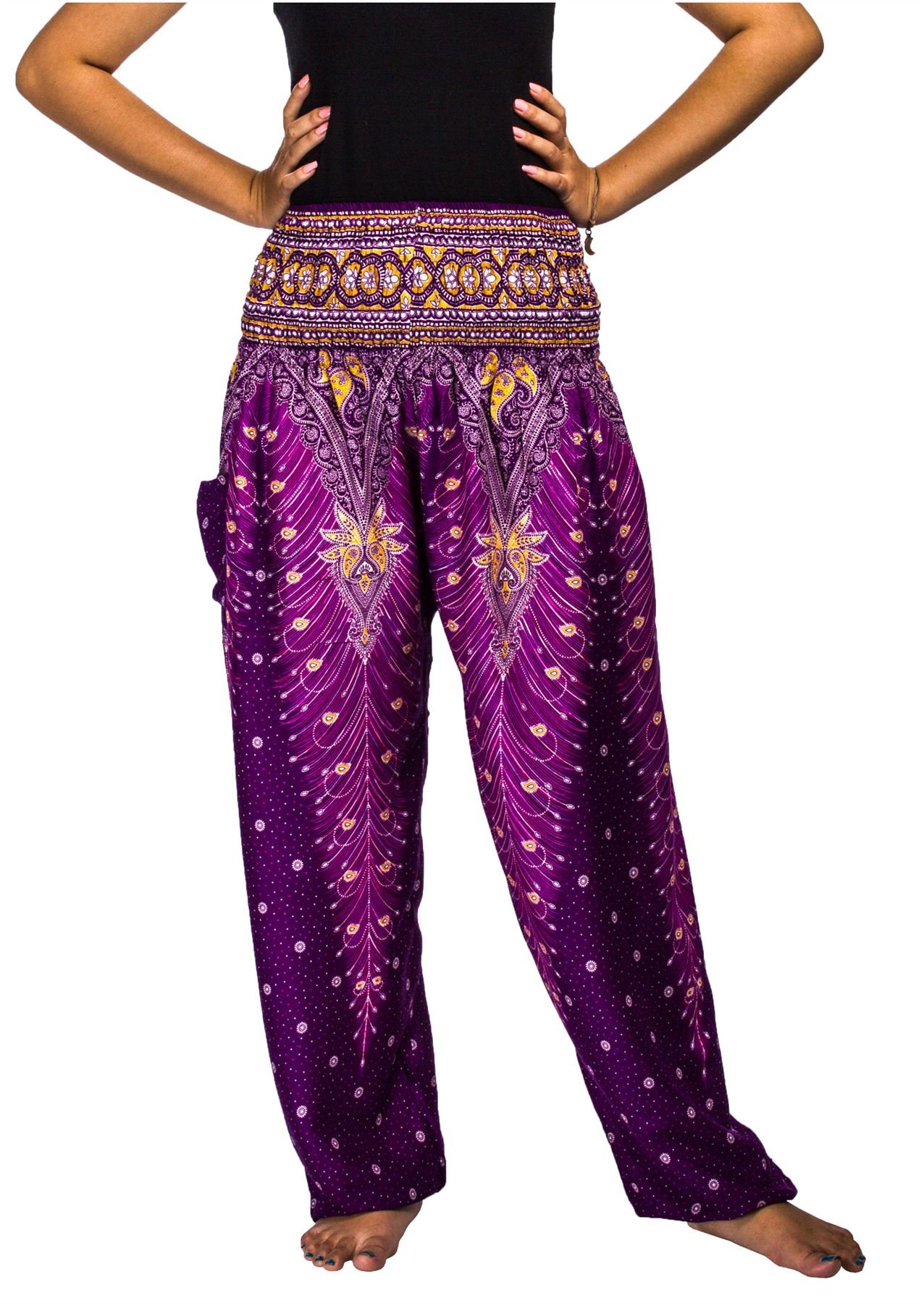 LOFBAZ Harem Yoga Pants for Women S-4XL Hippie Boho PJs Lounge Beach Print Plus