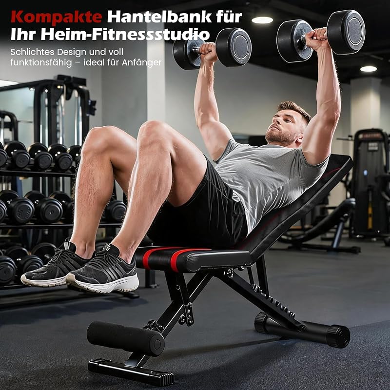 Banc de musculation pliable multifonction avec dossier réglable à 8 positions, banc de fitness 6 en 1 pour la maison ou la salle de gym, capacité de poids de 200 kg