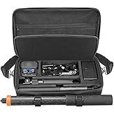 AMAZEAR Carrying Case for DJI Osmo 360 Accessories, Portable Nylon Osmo360 Action Camera Travel Bag with Shoulder Strap Fit 2.5M 8.2ft Selfie Stick (Black)