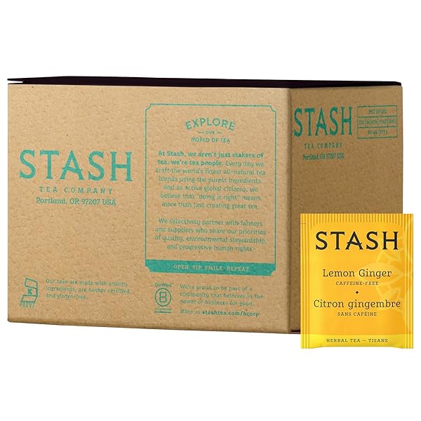 STASH TEA LEMON GINGER HERBAL TEA, 100 COUNT...