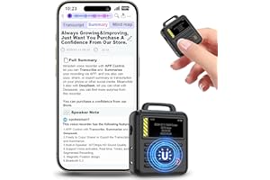 NINSIDEN 128GB (9360Hours) Digital Voice Recorder with APP Control, 3072kbps HD Audio Recorder with Transcribe & Summarize, Voice-Activated Recording Device with Password/Speaker for Lecture, Meeting, Black