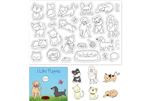 PH PandaHall Decorative Clear Stamps Plastic Stamps Animal Cat Dog Silicone Stamp Film Frame Transparent Seal Stamps for Gift Photo Album Invitation Card Making Scrapbooking Postcard Decor