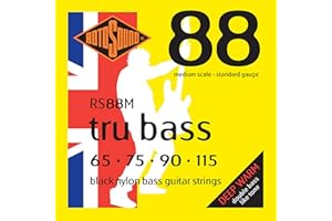 Rotosound RS88M Black Nylon Flatwound Medium Bass Guitar Strings (65 75 90 115)