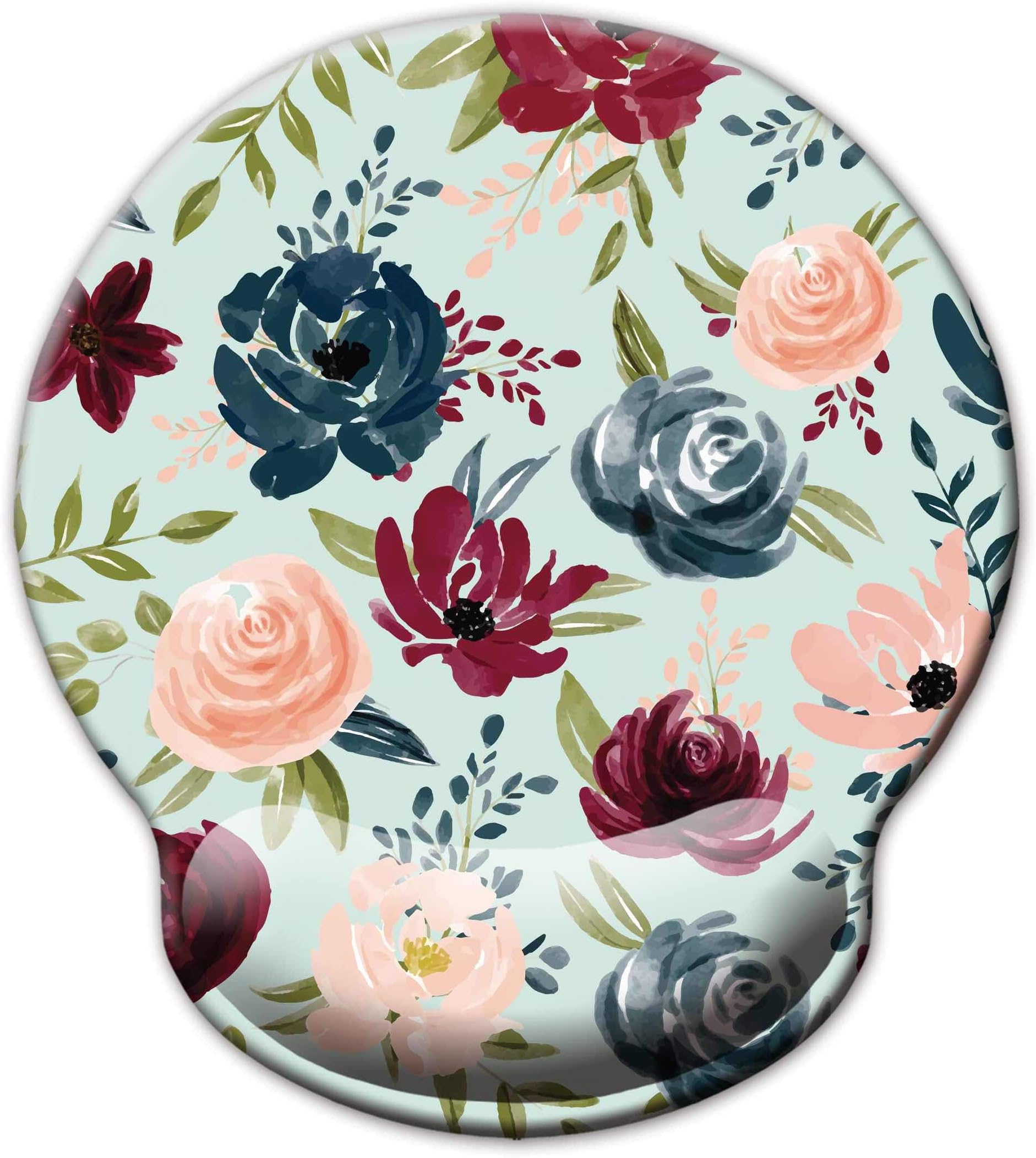 Ergonomic Mouse Pad with Wrist Support,Dooke Cute Wrist Pad with Non-Slip Rubber Base for Computer, Laptop, Home Office Gaming, Working, Easy Typing & Pain Relief Art Flowers