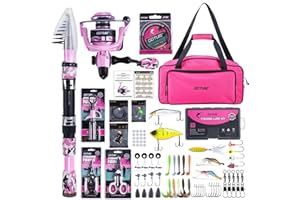 Goture Pink Fishing Rod Bag Complete Combo Kit, 3000 Ripple Spinning Reel, Tackle Set & Accessories