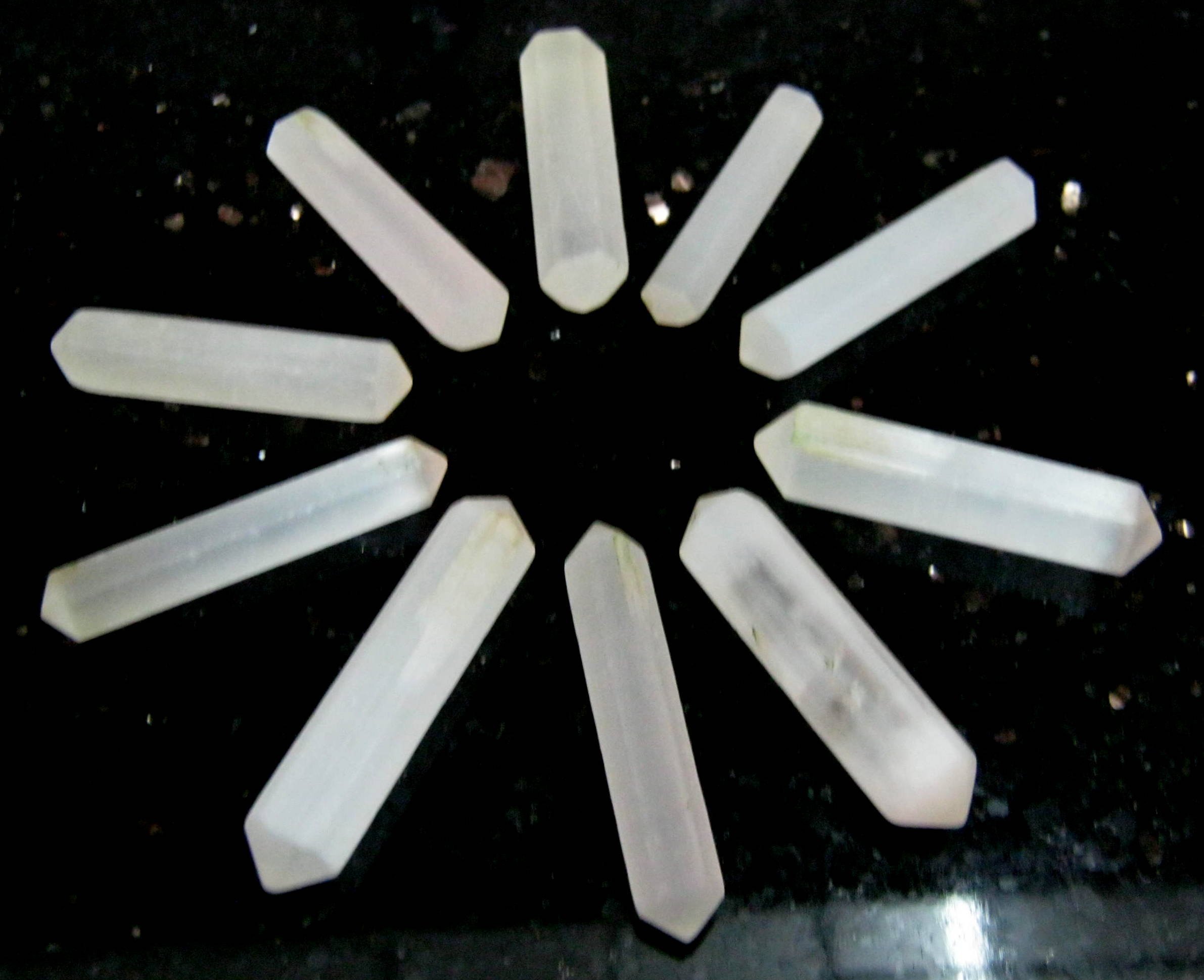 crystalmiracle Lot of Ten Selenite Gemstone Double Terminated Points 6 Faceted Feng Shui Reiki Energy Crystal Healing Gift