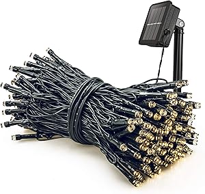 woohaha Solar Christmas Lights,1PACK 72ft 200 LED 8 Modes Outdoor Christmas String Lights, Waterproof Solar Fairy Lights for Christmas Tree, Fence, Holiday, Party, Balcony Decor(200L-Warm White)