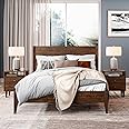 Grain Wood Furniture Mid Century Solid Wood Platform Bed, King Size, Brushed Walnut