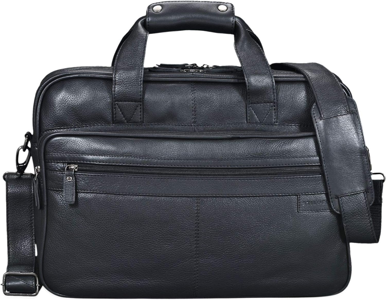 STILORD 'Atlantis' Leather Business Bag Large Vintage Teacher Bag Large Leather Business Bag for Trolley Attachable Genuine Leather, Colour:Black - Image 4