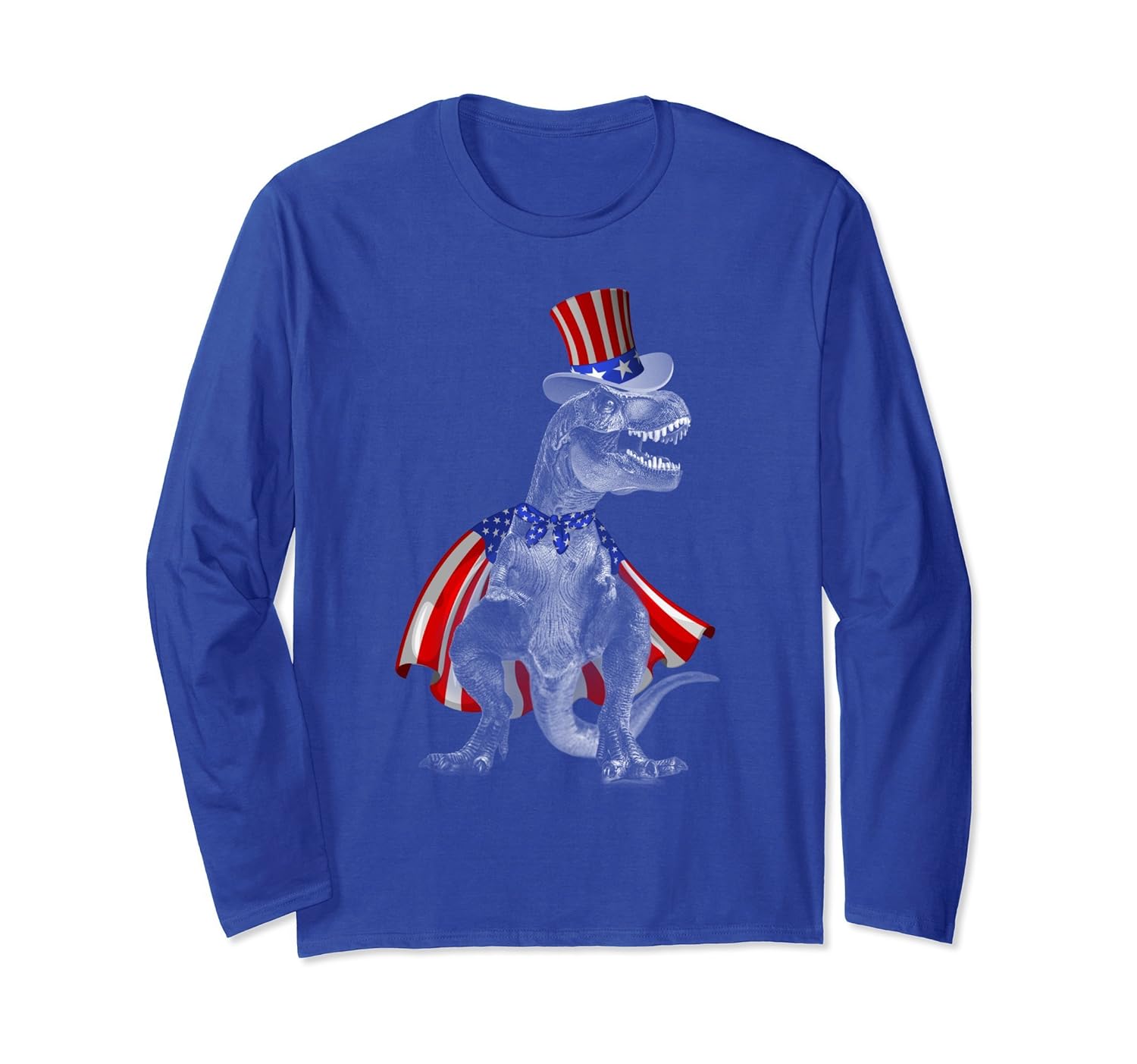 Vintage Patriot Dinosaur Long Sleeve American Flag 4th July-anz