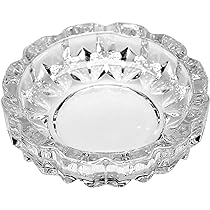 Cendrier Rond En Verre Cristal 13x13x4 Cm - Design étoilé Pour Maison Bureau Extérieur