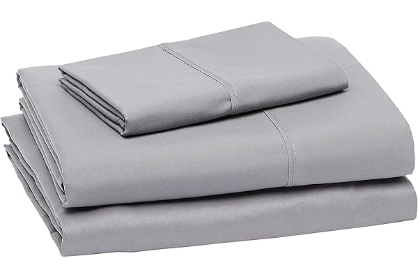 Amazon Basics Lightweight Super Soft Easy Care Microfiber 3-Piece Bed Sheet Set with 14-Inch Deep Pockets, Twin, Dark Gray, S