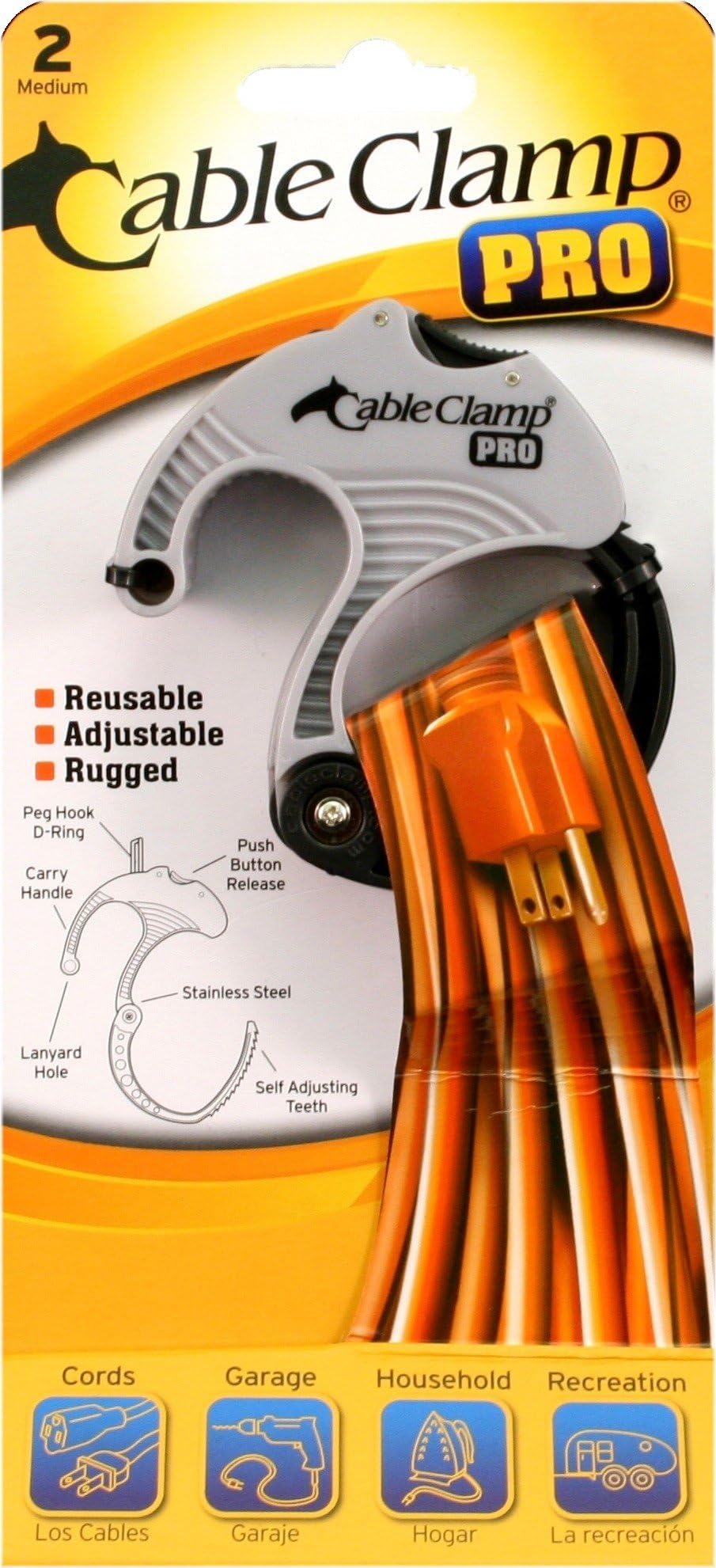 Cable Management Tool CABLE CLAMP PRO - Pack of 2 Medium Platinum Black by QA Worldwide