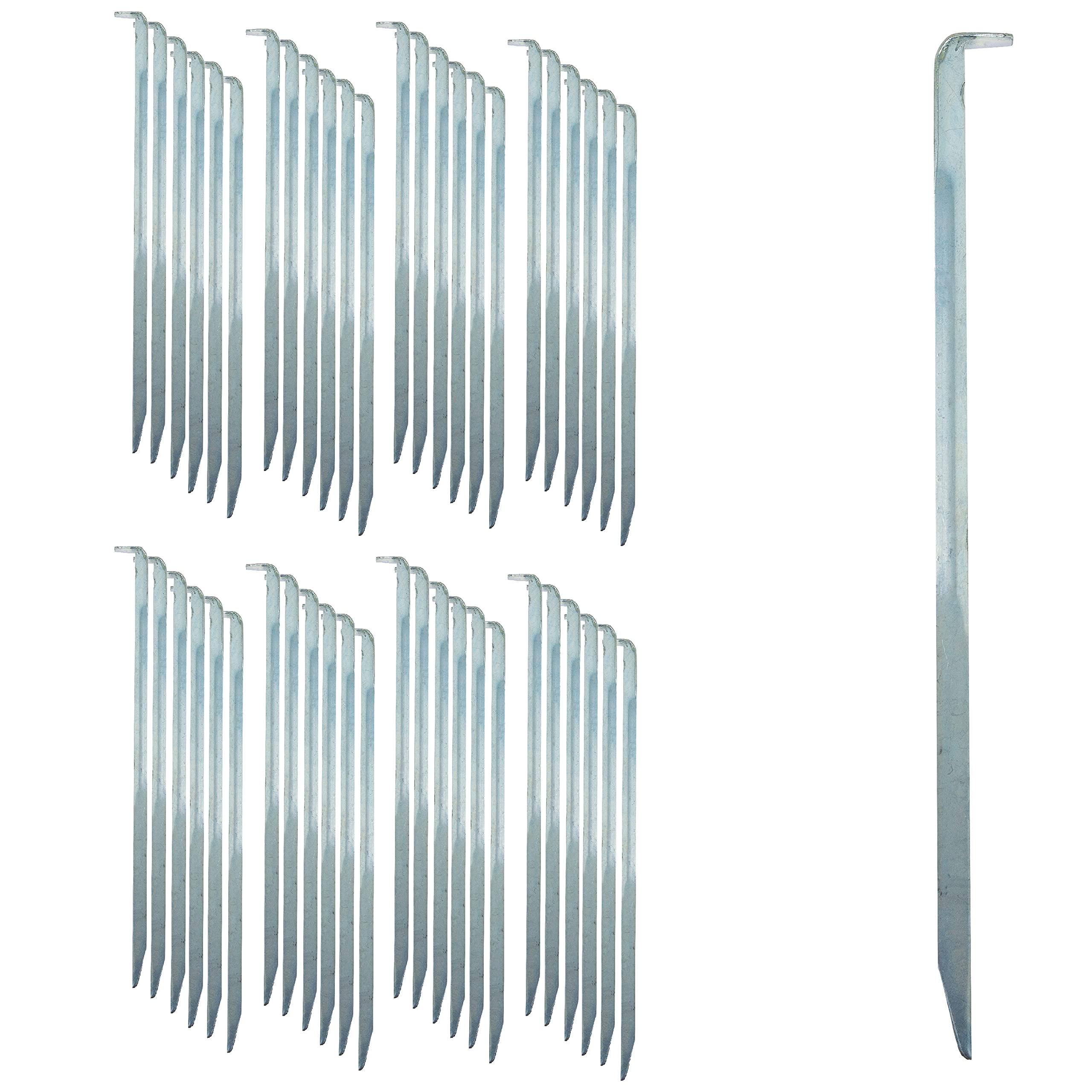 ToCi 48 x Tent Pegs, Galvanised Steel, 22 cm Long, Long and Robust Tent Hooks, Pegs for Camping and Outdoors, Sand Pegs with V-Profile