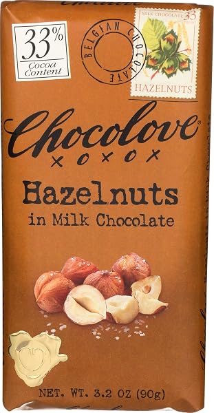 CHOCOLOVE HAZELNUT MILK CHOCOLATE BAR, 3.2 OZ