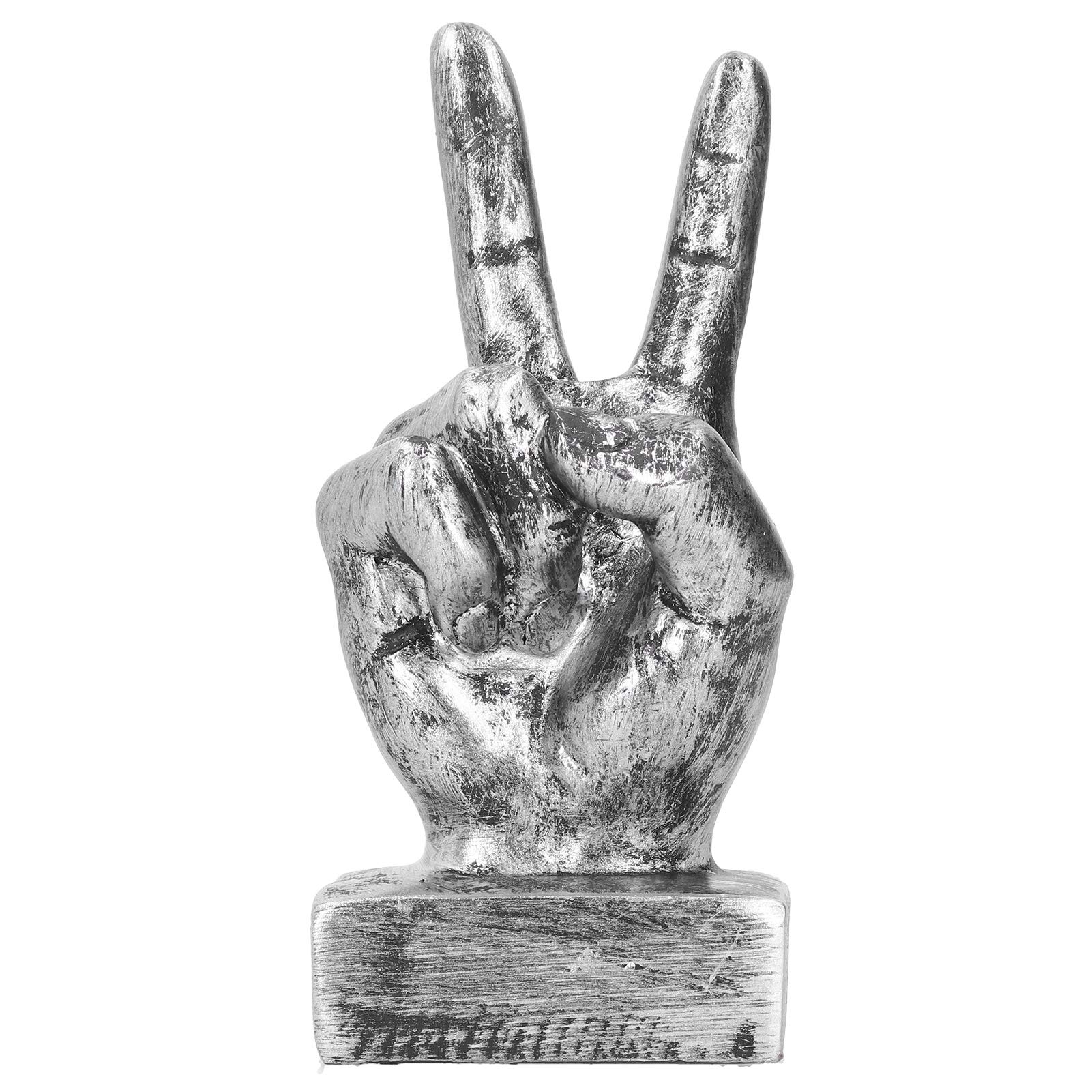Garosa Victory Hand Gesture StatueHand Sculpture Decor for Home Office Desktop Bookcase Ornament Decor(Silver) Ornaments