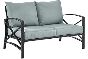 Crosley Furniture Kaplan Outdoor Loveseat, 2-Person Patio Couch for Porch, Deck, Backyard, Balcony, Oil Rubbed Bronze with Mist Cushions