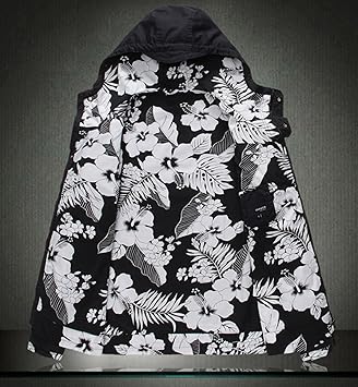 Amazon Co Jp マウンテンパーカー ウィンドブレーカー シンプルデザイン お洒落アウター 裏地花柄 デザインジップパーカー 白黒 春物ジャンパー おまけ ブレスレット付き スポーツ アウトドア