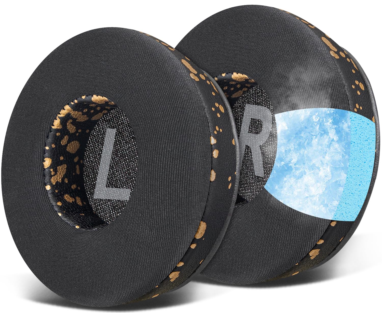 SOULWIT Cooling Gel Earpads Replacement for AKG N60/N60NC Wireless(Do Not Fit N60NC Wired) On-Ear Headphones, Ear Pads Cushions with High-Density Noise Isolation Foam - Black Gold