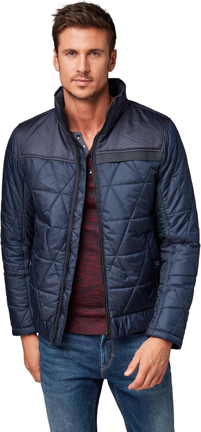 TOM TAILOR Jacket with Material Mix Jacke, Marineblau(knittednavy (6800