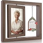 In Loving Memory Gifts for Loss of Loved One - Memorial Picture Frame 360° Rotating Photo Frame with Sympathy Gift Cardinal Pendant, Double Sided Display 4x6 Photos, Bereavement Gifts for Grieving Friends