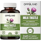 oppuland Milk Thistle Capsules - 250mg Herbal Liver Detox Supplement with Dandelion Root, Turmeric Root & Artichoke Extract - Advanced Milk Thistle Complex for Liver Health & Defense - 240 Day Supply
