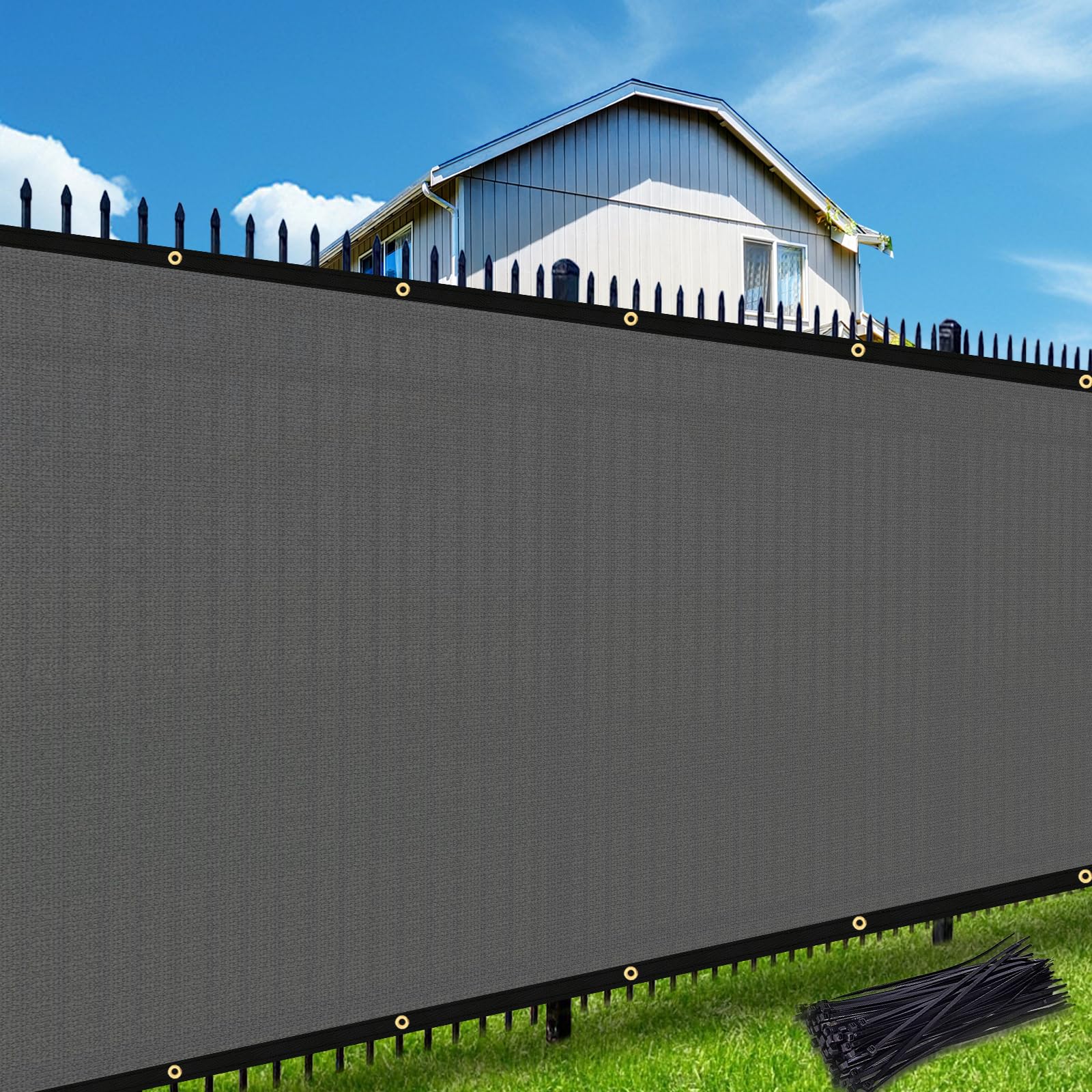 Photo 1 of Artpuch Fence Privacy Screen 4'x50' Dark Gray Heavy Duty 170GSM Privacy Fence Cover with Grommets and Zips for Outdoor Chain Link Fence Backyard, Patio, Pool