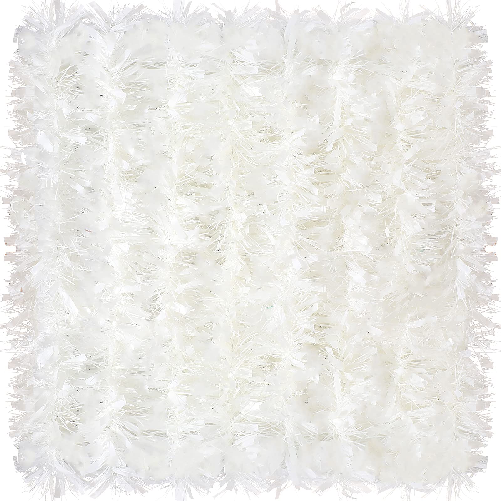 Syhood 32.8 Feet Christmas Metallic Twist Tinsel Garland Xmas Glitter Garland Tree Hanging Tinsel Decoration for Christmas Party and Home Indoor Outdoor Ornament Supplies(White)