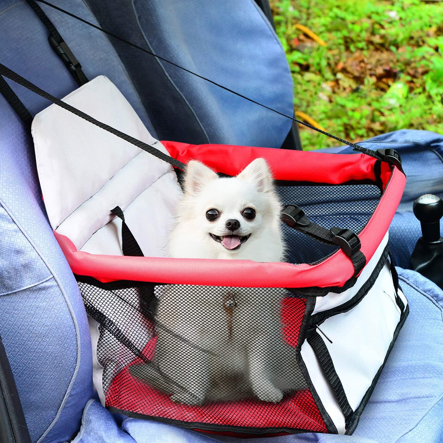 PawHut Autositz für Hunde/Katzen, erhöhter Sitz, auch als Tragetasche
