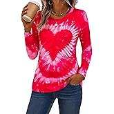 Valentines Shirt Tie Dye Heart Long Sleeve Shirt Lover Crewneck Top