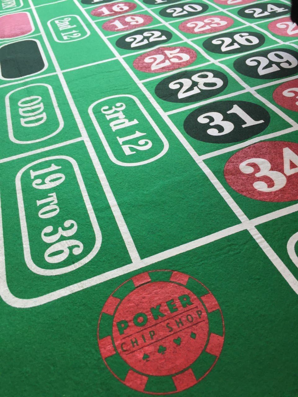 POKER CHIP SHOP GIANT GREEN ROULETTE FELT BAIZE CLOTH LAYOUT LARGE PLAYING AREA 180cm by 90cm - Image 5