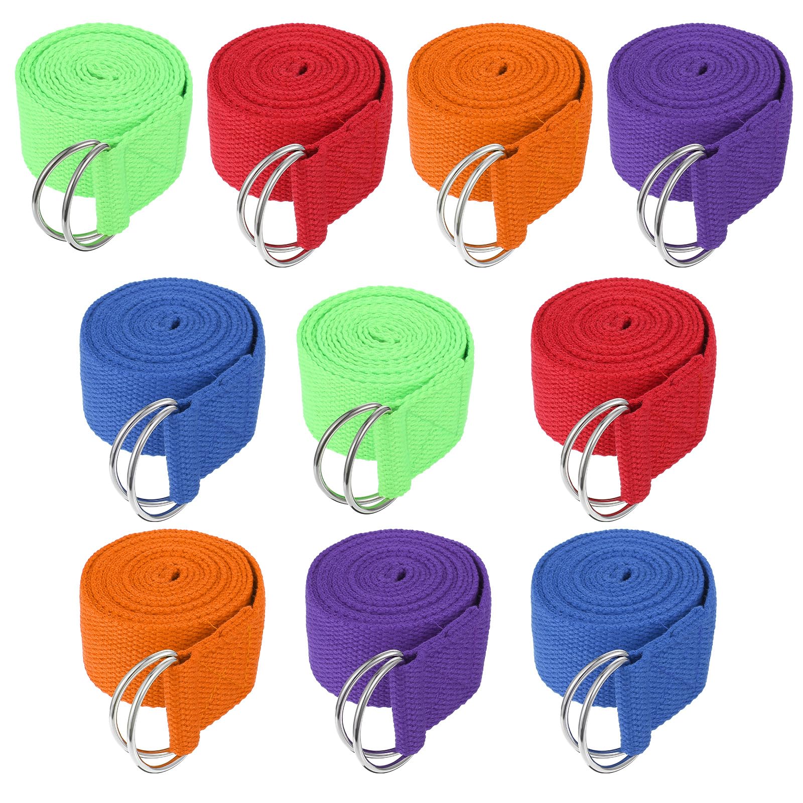 Photo 1 of 10 Pcs Yoga Strap for Stretching Bulk 6ft Exercise Stretch Band with Metal D Ring Adjustable Pilates Non Elastic Yoga Stretch Belt for Women Men Physical Fitness Gym Workout Dance