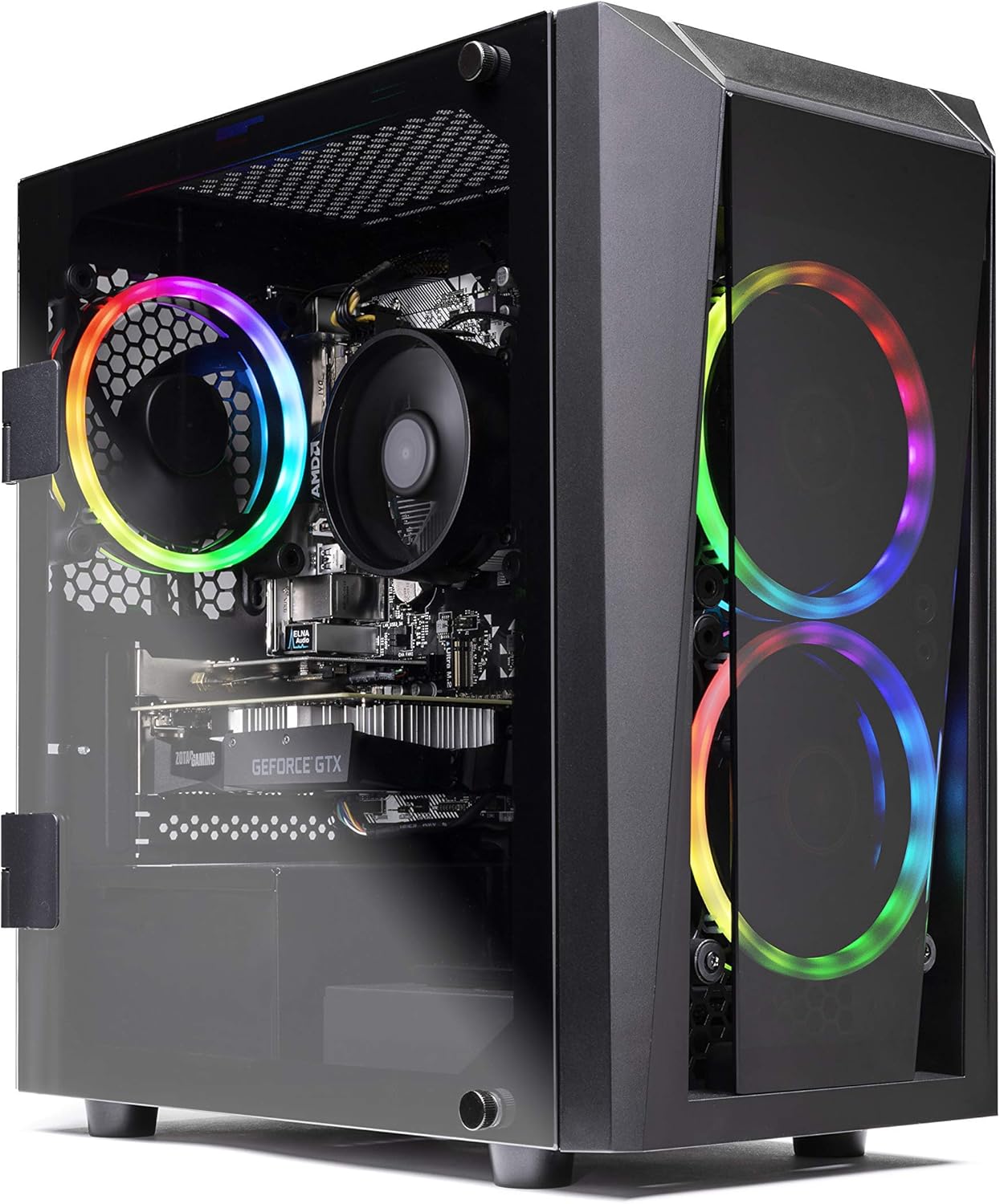 Skytech Blaze II Gaming Computer PC Desktop – RYZEN 7 2700 8-core 3.2 GHz, RTX 2060 6G, 500GB SSD, 16GB DDR4 3000MHz, RGB Fans, Windows 10 Home (Renewed)