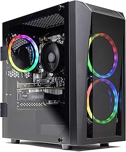 Skytech Blaze II Gaming Computer PC Desktop – RYZEN 7 2700 8-core 3.2 GHz, RTX 2060 6G, 500GB SSD, 16GB DDR4 3000MHz, RGB Fans, Windows 10 Home (Renewed)