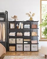 SONGMICS 16-Cube Storage Unit Shoe Rack DIY Shelving Grey LPC442G01 view 2