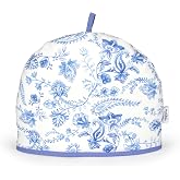 Muldale Large Tea Cozy for Teapot British - 100% Cotton Extra Thick Wadding Tea Pot Cover Designed in England - Insulated Teapot Cozy for English Tea Sets - Vintage Blue Floral