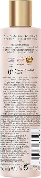 Pantene Shampoo Full and Vibrant 250 ml - Hair Biology Pro-V for Volume view 6
